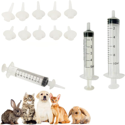 Artecare 10 Pcs Kitten Feeding Nipples and Nursing Syringe,Pet Nursing Nipples with