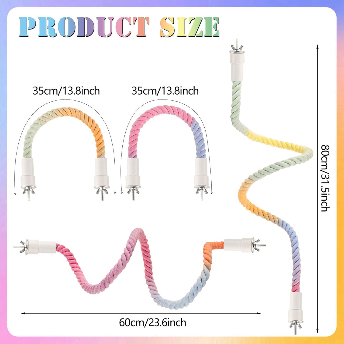 4Pcs Rope Perches for Bird Cages, Bendable Climbing Rope Cage Accessory Toy, Perfect for Parrots