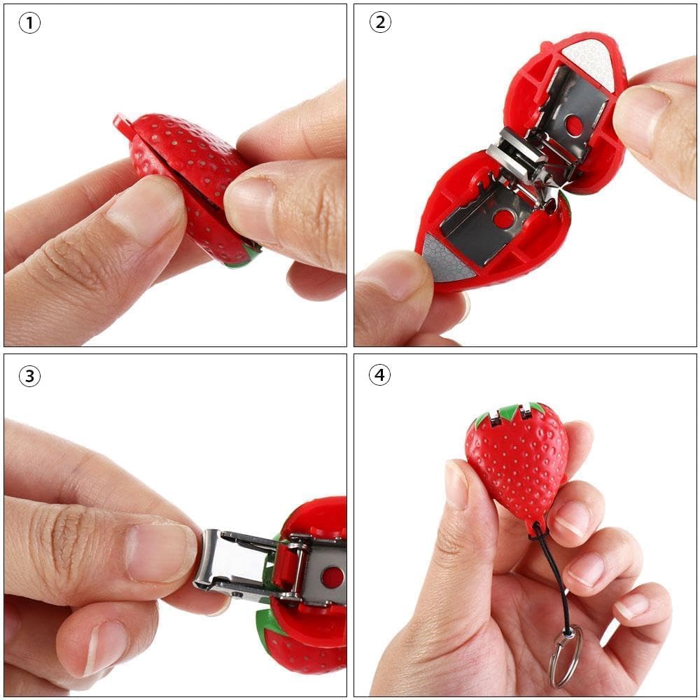 Red Finger Nail Clippers, Mini Foldable Animal Fruits Nail Clipper, Stainless Steel Travel Cartoon