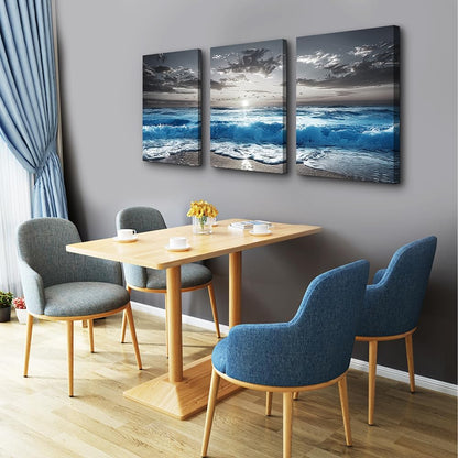 TTHYUEWS Black And White Beach Pictures Large Wall Decor For Living Room Canvas Wall Art For