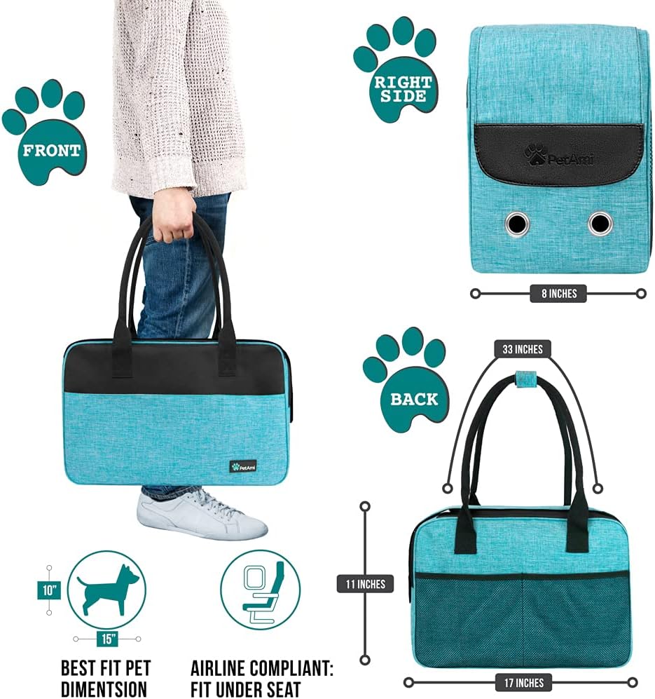 PetAmi Dog Purse Carrier for Small Dogs, Airline Approved Soft Sided Pet Carrier with Pockets