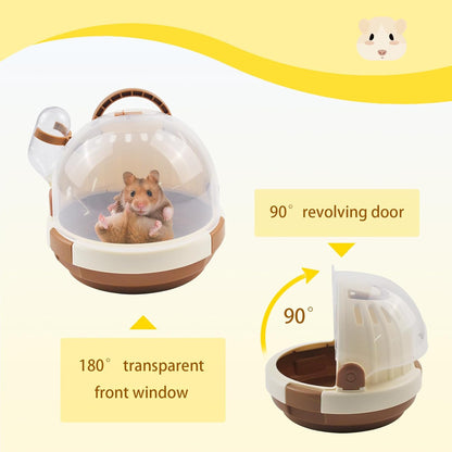 Hamster Carrier Cage Portable Cages Small Animals Carry Travel Case with Water Bottle Plastic