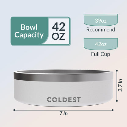 Coldest Dog Bowl - Anti Rust Metal, Non Slip, 3 Layers Insulated Stainless Steel Dog Bowls - Spill