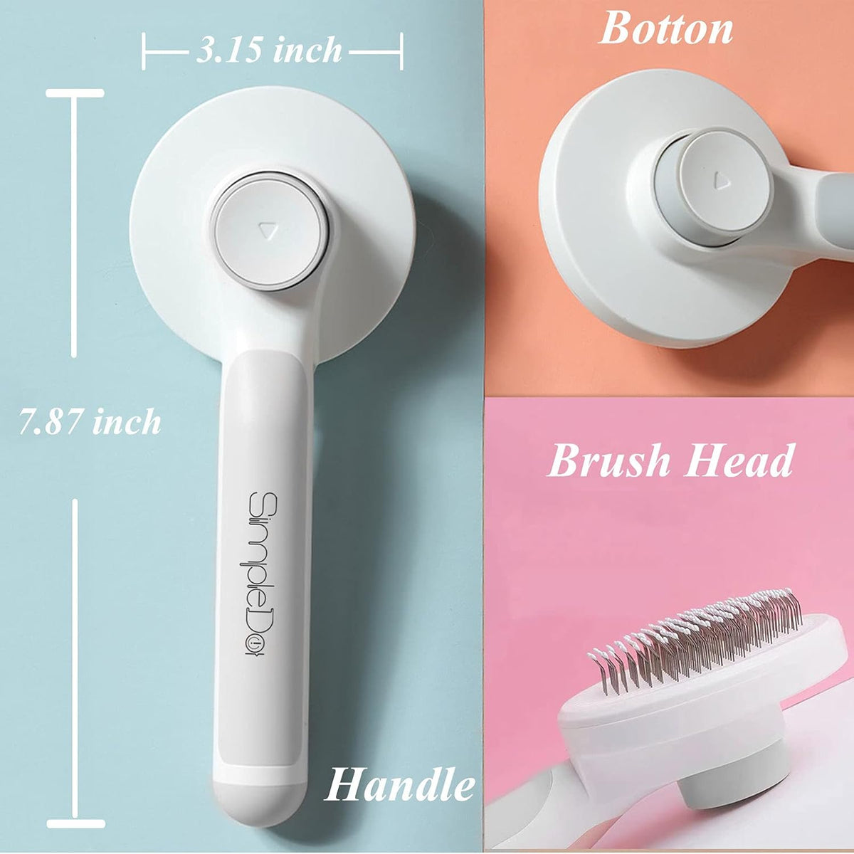 Self Cleaning Slicker Brush for Dogs and Cats, Pet Grooming Hair Brush, Removes Undercoat, Loose