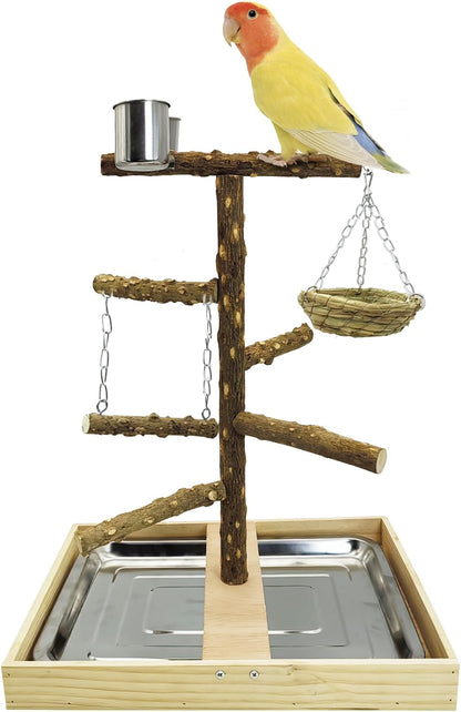 Tfwadmx Bird Perch Natural Wood Stand Toy Parrot Play Stand Platform and Hanging Bird Nests Bird