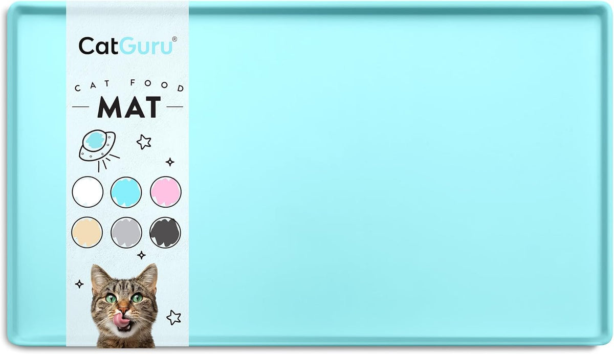 CatGuru Cat Food Mat, Small & Large Pet Feedingd Mat, 100% Waterproof Cat Mats for Food and Water