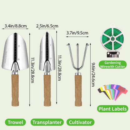 Garden Tool Set, 3 Pieces Gardening Kit with Garden Plant Twist Tie and Plastic Plant Tag