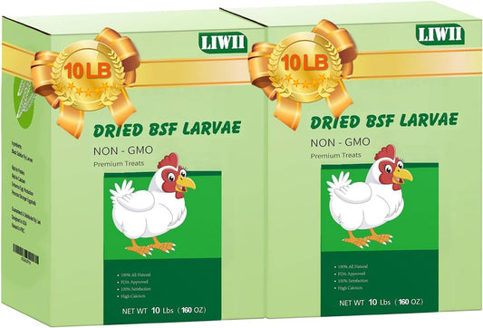 20LB Dried Black Soldier Fly Larvae, 86X Calcium Than Dried Mealworms, High Protein Non-GMO Organic