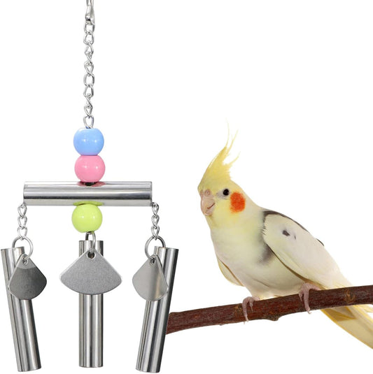 Bird Stainless Steel Bells String Parrot Hanging Chew Toy for Parakeet Cockatiel Cockatoo Conure