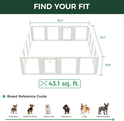 FXW AuraSpace Acrylic Indoor Unleashed Dog Playpen for Puppies and Small Dogs, 24 Inch, 16 Panels