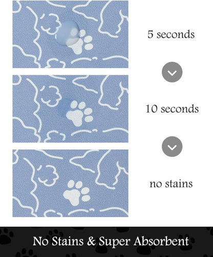 Pet Feeding Mat-Absorbent Dog Mat for Food and Water Bowl-No Stains Quick Dry Water Dispenser