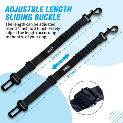 COOYOO Dog Seat Belt,3 Piece Set Retractable Dog Car Harness Adjustable Seat Belt for Vehicle Nylon
