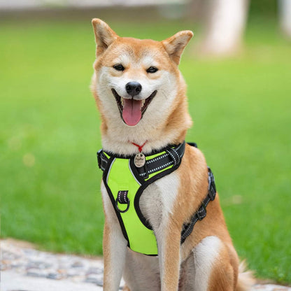PoyPet No Pull Dog Harness, Reflective Comfortable Vest Harness with Front & Back 2 Leash