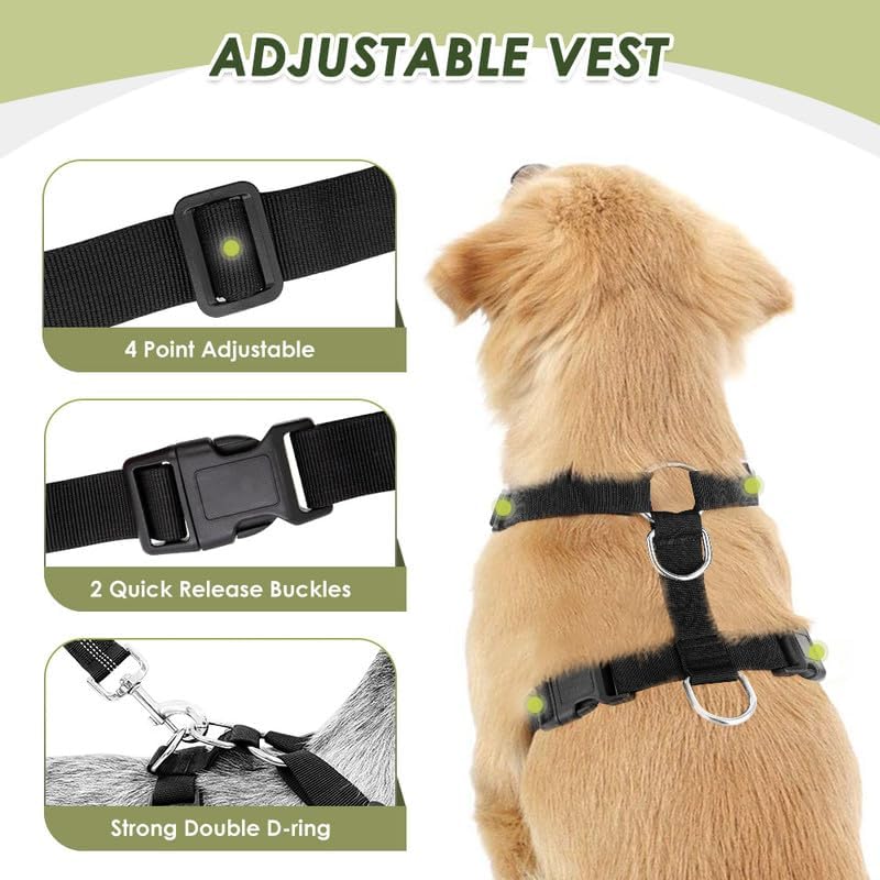 SlowTon Dog Seat Belt Harness for Car, Dog Car Harness Adjustable Mesh Breathable & Dog Seatbelt