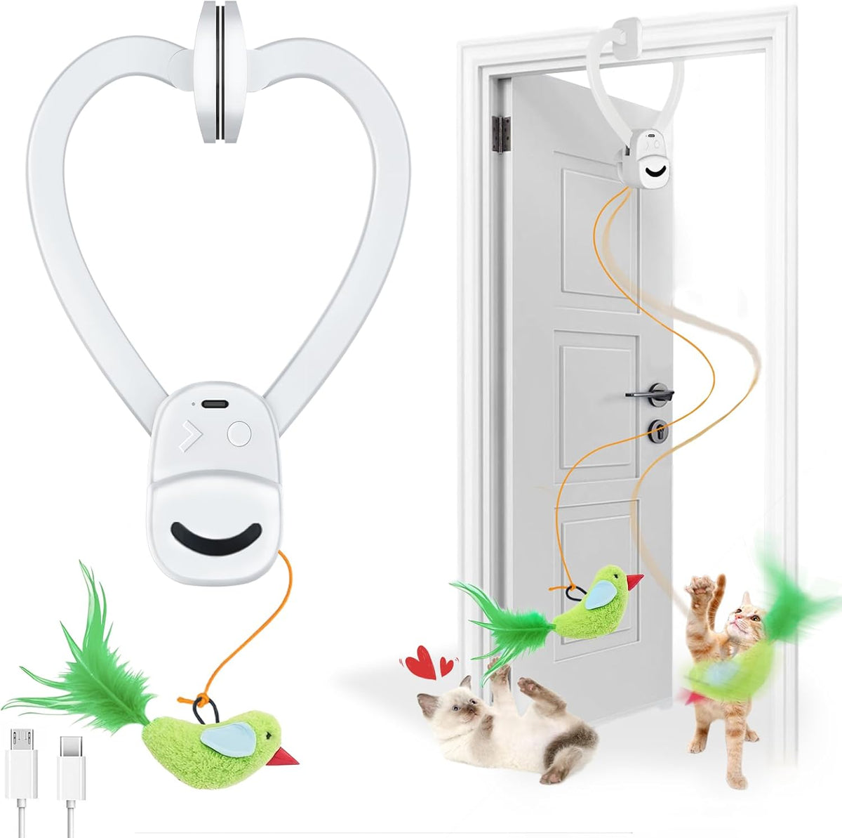 Interactive Cat Toys for Indoor Cats Automatic Electric Flying Bird Feather Wand Toy - Best Kitten