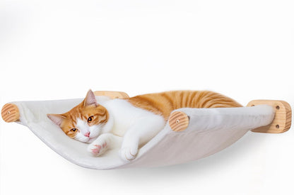 Cat Wall Hammock Shelves, Dual-Sided Cat Bed with Canvas & Plush Fabric, Wall Mounted Shelf for