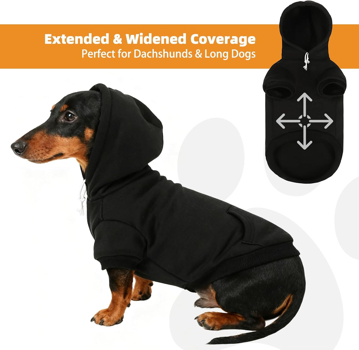 KOOLTAIL Dachshund Dog Hoodie - Soft and Warm Dogs Hoodie Sweater with Leash Hole and Pocket, Pet