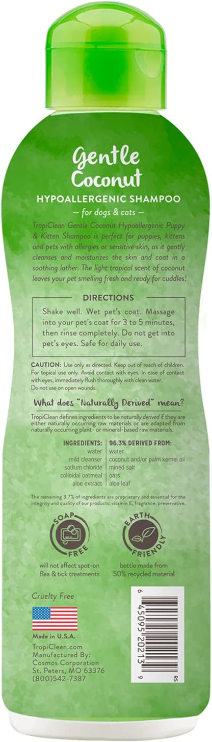 TropiClean Gentle Puppy Shampoo, Dog Shampoo for Allergies & Sensitive Skin, Made in USA, Gentle