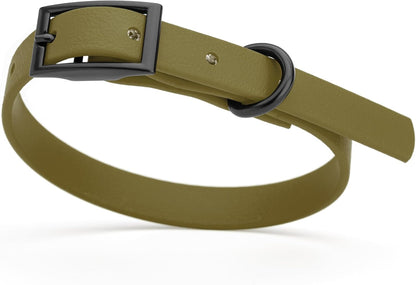 Dogline Biothane Waterproof Dog Collar Strong Coated Nylon Webbing with Black Hardware Odor- Proof