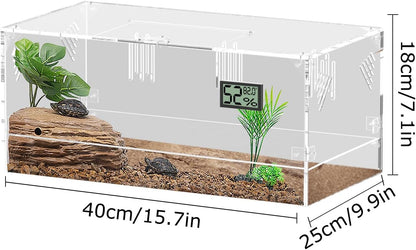 Acrylic Tarantula Enclosure, Reptile Terrarium Breeding Tank w/Temperature Hygrometer,Habitat