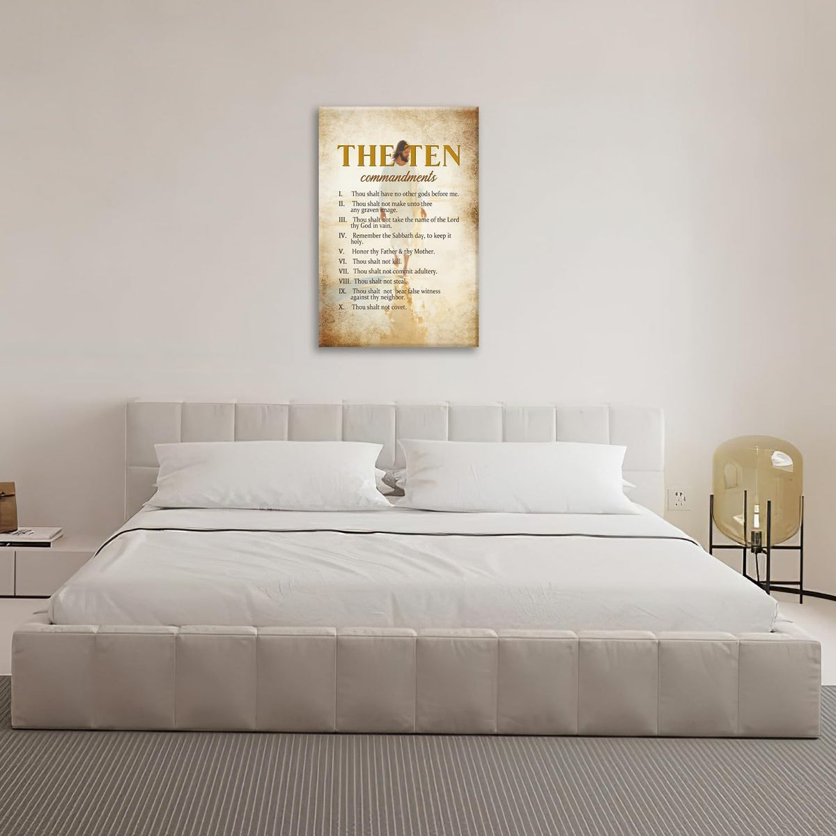 The Ten Commandments Christian Pictures Wall Art, Bible Verse Jesus Bathroom Wall Decor Religion