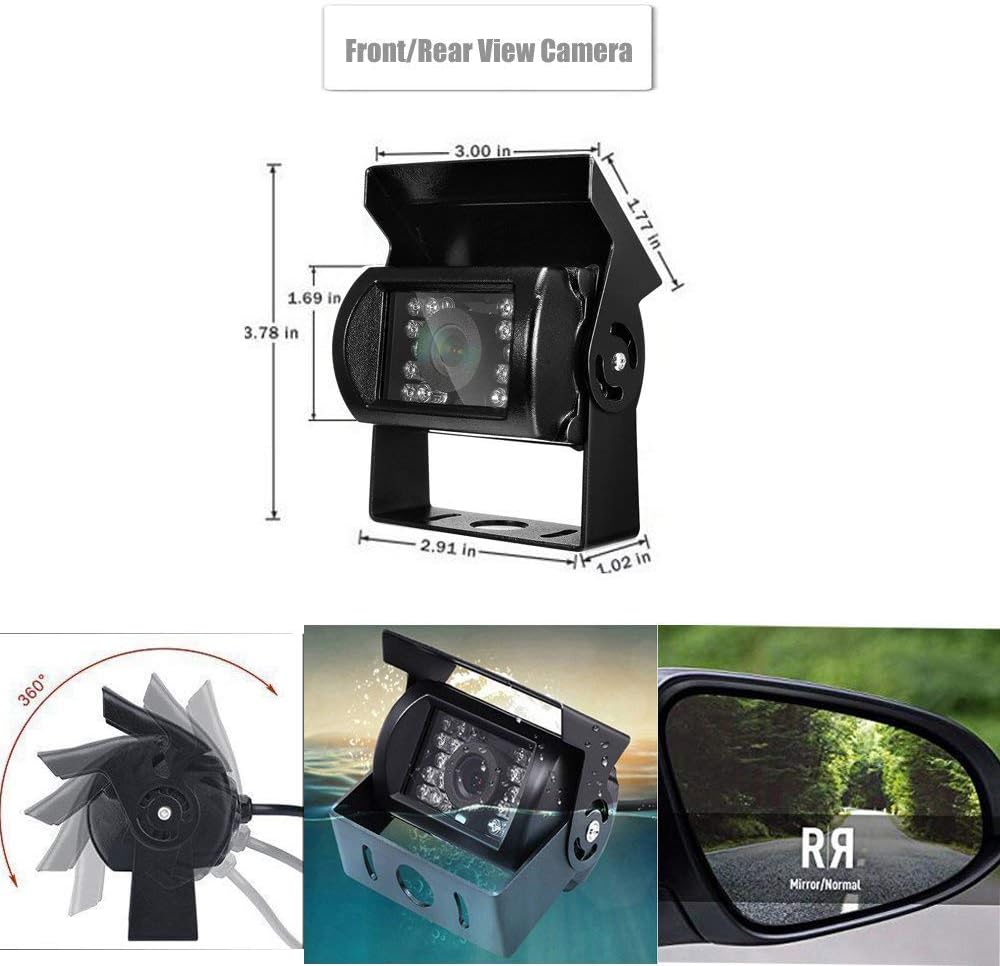 Backup Camera Kit 7 inch 4-Spilt Monitor Rear View Cameras with IP 67 Waterproof 18 IR Night Vision