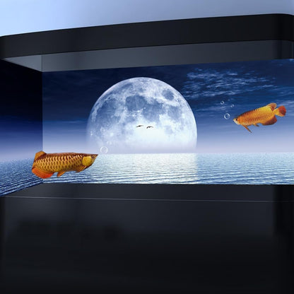 Moon Aquarium Background,Cool Sea Galaxy Parallel Space Themed Fish Tank Background, Cool Terrarium
