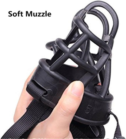Basket Dog Muzzles-Soft Adjustable Breathable Mask Anti Biting Chewing Barking Training Dog Muzzle