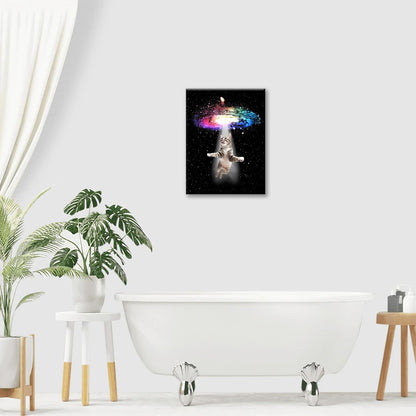 Funny Cat Wall Art Canvas Galaxy Wall Decor Prints Framed Painting Animal Pictures Gifts Artwork