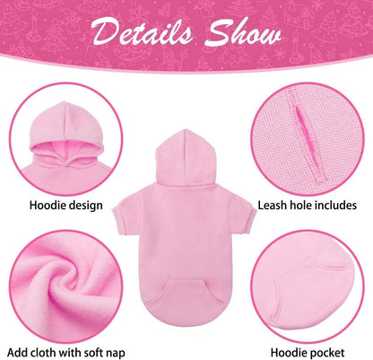 KOOLTAIL Basic Dog Hoodie - Soft and Warm Dog Hoodie Sweater with Leash Hole and Pocket, Dog Winter