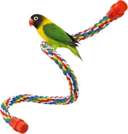 Bird Rope Perches for Parrots, Cockatiels, Parakeets, Budgie Cages Comfy Birds Colorful Rope Toy