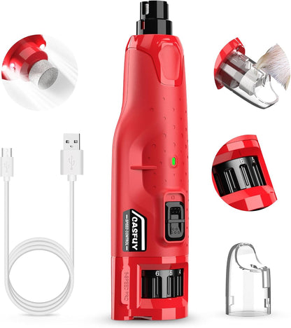 Casfuy Dog Nail Grinder Quiet - (45db) 6-Speed Pet Nail Grinder with 2 LED Lights for Large Medium