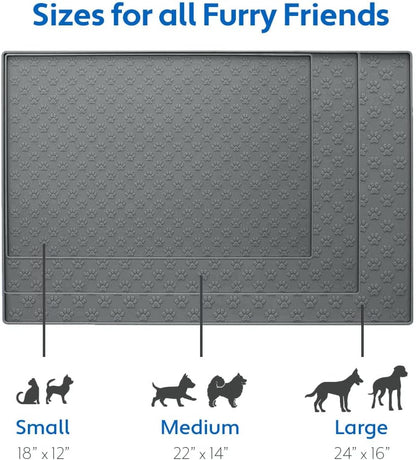 MIGHTY MONKEY 100% Waterproof Dog Food Mat, Raised Edges Silicone Pet Feeding Placemat for Cat