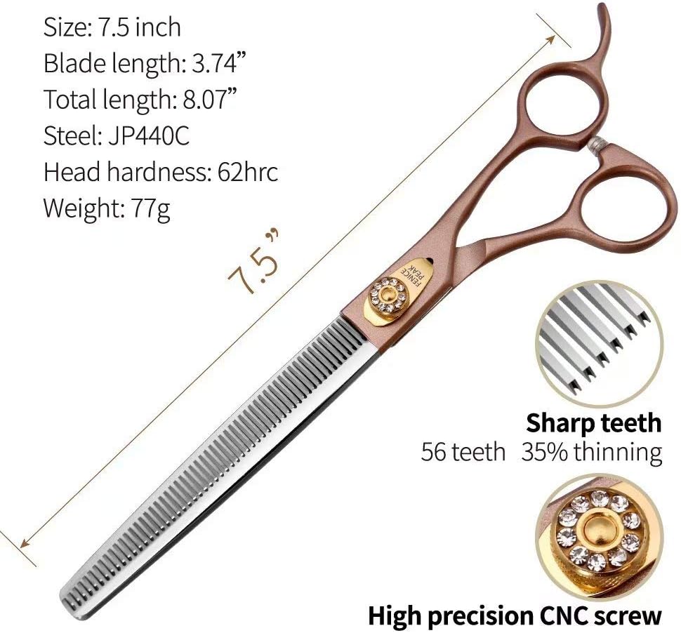Fenice Peak Professional Thinning Scissors for Dog Cat 7/7.5'' Pet Grooming Scissors 440C Stainless