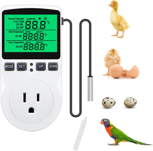 KABASI Digital Temperature Controller, Backlit LCD Screen Thermostat Heating Cooling Outlet Plug