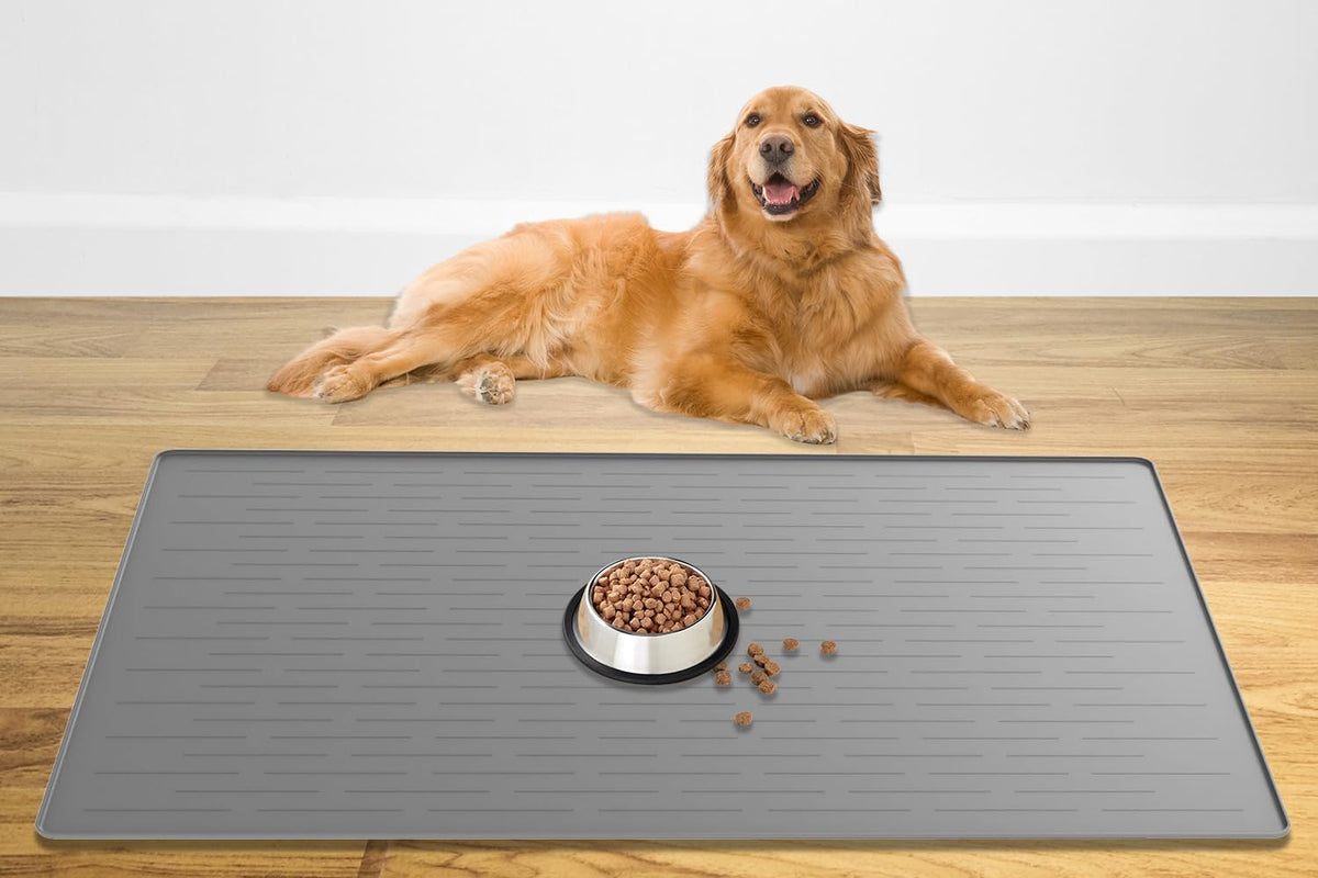 48" x 32" XXXL Largest Pet Food Mat, Silicone Dog Mats for Food and Water, Nonslip Pet Feeding Mats