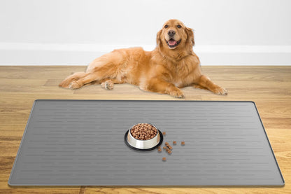 48" x 32" XXXL Largest Pet Food Mat, Silicone Dog Mats for Food and Water, Nonslip Pet Feeding Mats
