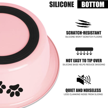 Stainless Steel Dog Bowls, Nonslip Rubber Bottom No Spill Proof Skid Metal Insulated Dog Bowls for