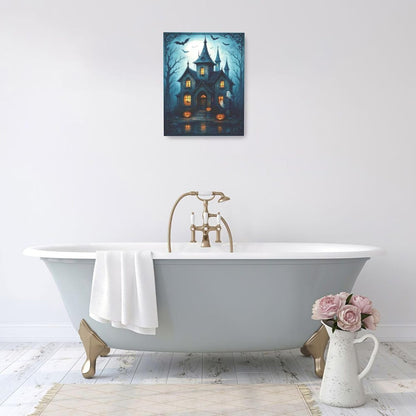 Halloween Gothic Wall Art Castle Pumpkin Ghost Bat Canvas Wall Decor Dark Academia Pictures