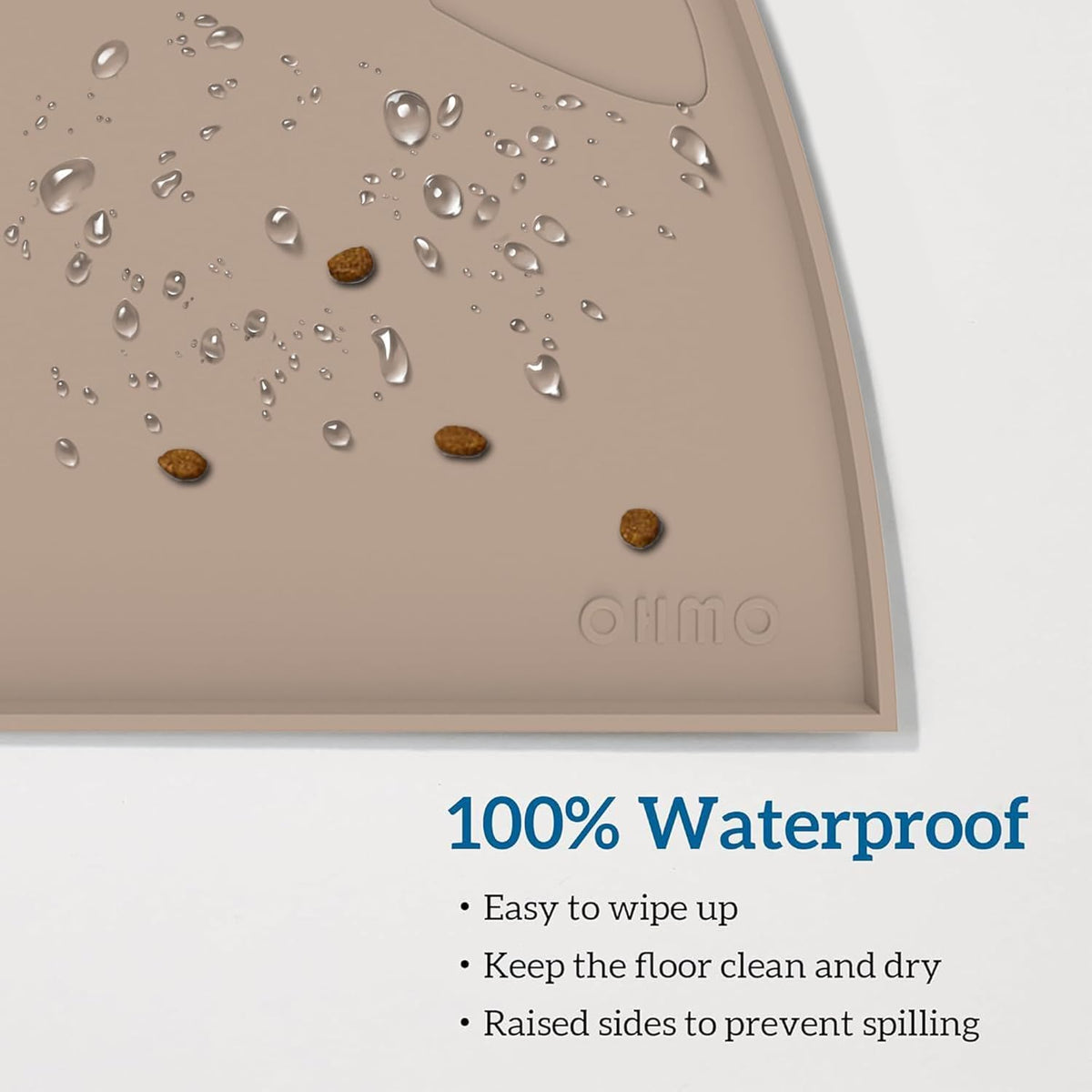 OHMO - Cat Food Mat, Silicone Pet Feeding Mat for Floor Non-Skid Waterproof Dog Water Bowl Tray