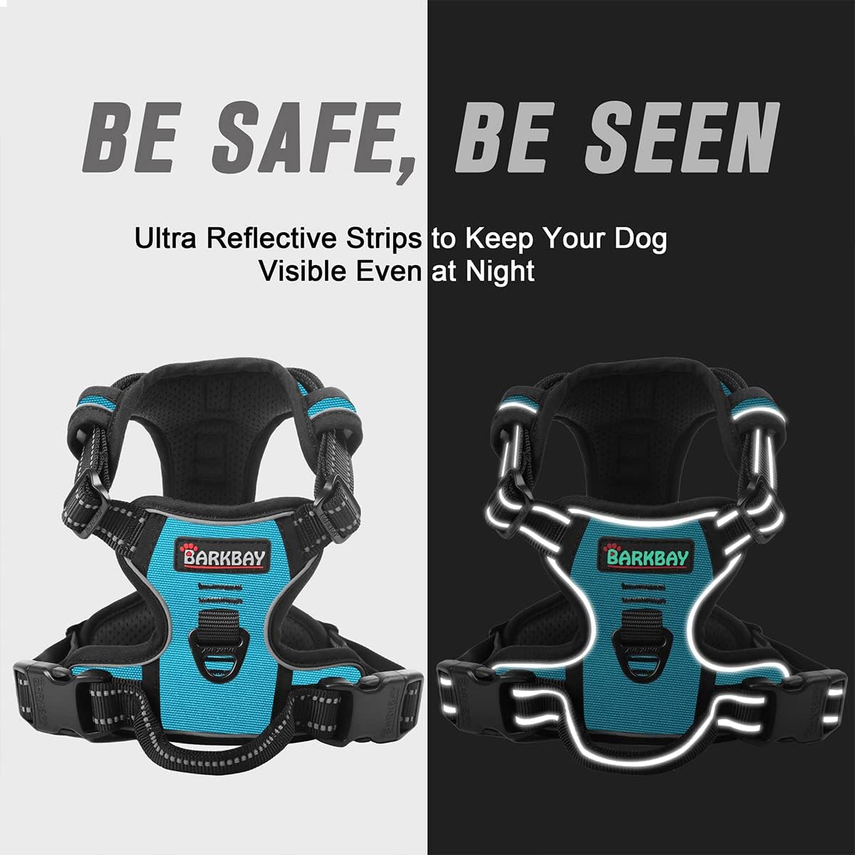 BARKBAY No Pull Dog Harness Front Clip Heavy Duty Reflective Easy Control Handle for Large Dog