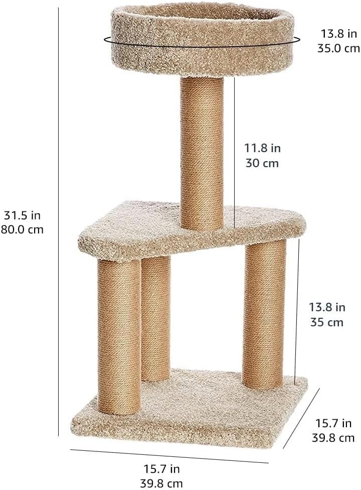 Amazon Basics Cat Tree - Indoor Cat & Kittens Multi-Level Climbing Activity Tower with Scratching