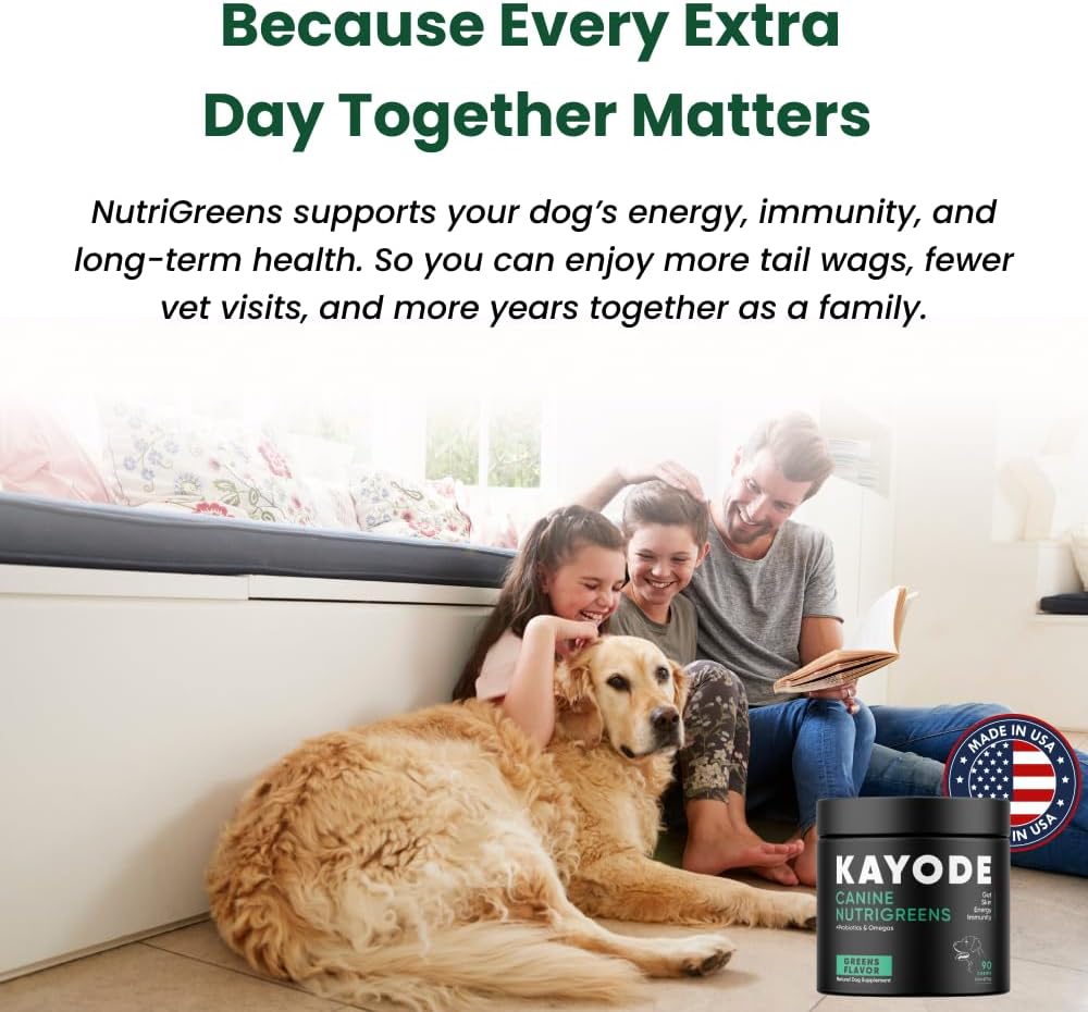 Canine NutriGreens - Natural Dog Vitamins & Probiotics for Dogs. No Messy Powder. Includes