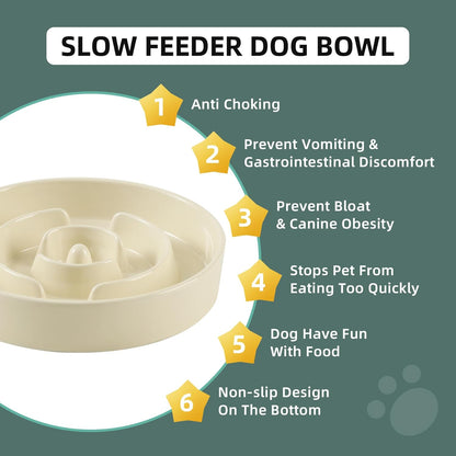 7.3inch Ceramic Slow Feeder Dog Bowl for Medium and Large Breed, Puzzle Dog Food Dish
