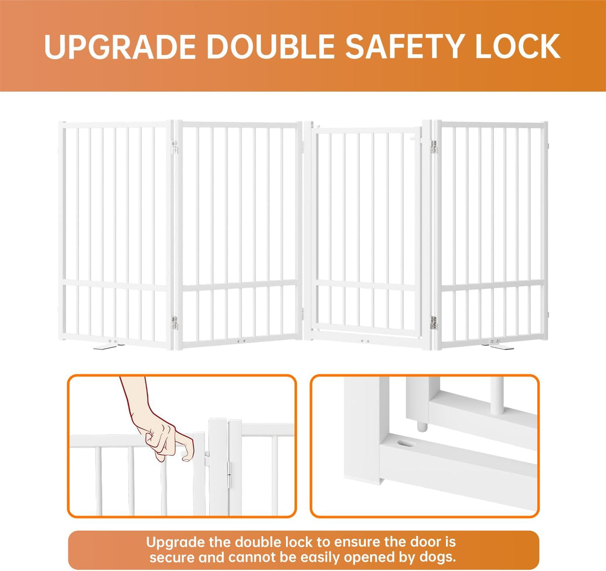 Full Metal Freestanding Dog Gate with Door, 32''Height Foldable Pet Dog Fence for Indoor & Outdoor