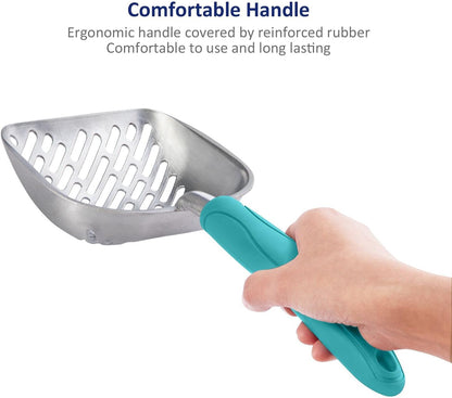 WePet Cat Litter Scoop, Aluminum Alloy Sifter, Kitty Metal Scooper, Deep Shovel with Diagonal