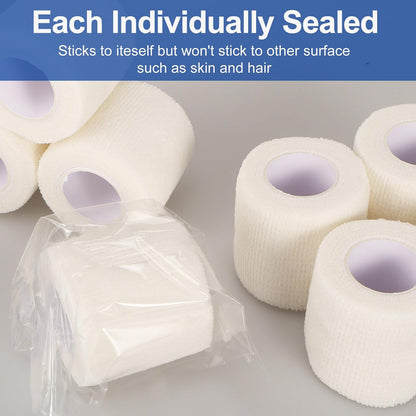 24 Pack White Self Adhesive Bandage, 2” x 5 Yards Medical Wrap, Cohesive Bandage Wrap, White Tape
