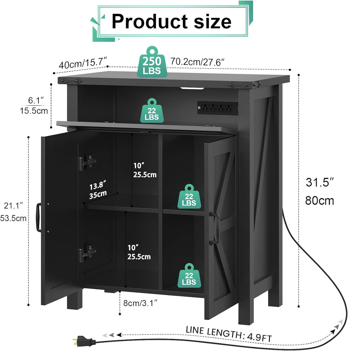 20 Gallon Aquarium Stand With Charging Station, Farmhouse Fish Tank Stand, Reptile Tank Stand