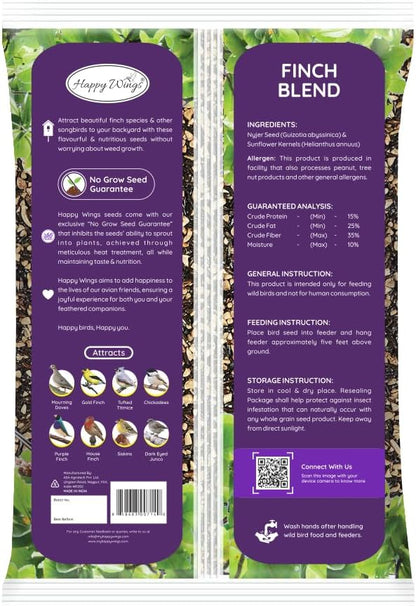Finch Blend Bird Food - Mix of Sunflower Hearts/Kernels and Nyjer, 5 Pounds - No Grow Seed - For
