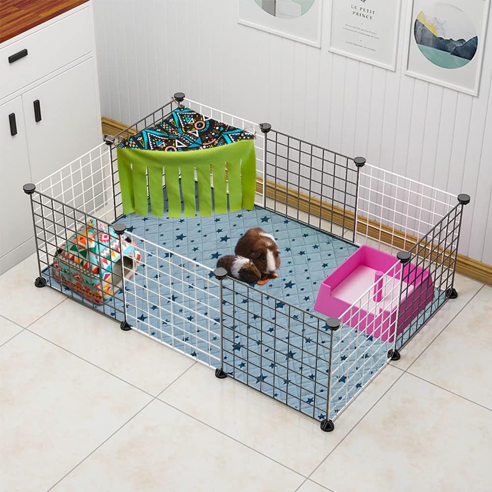 RIOUSSI Guinea Pig Hideout Hideaway Corner Fleece Toys Cage Accessories with Reversible Sides